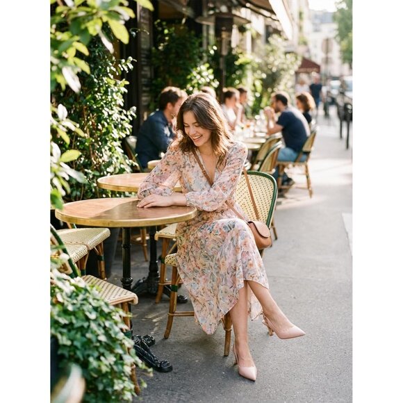 Women's Light Pink Faux Leather Pointed Toe Slingback Stylish Buckle Pump Shoes - Picture 2 of 6